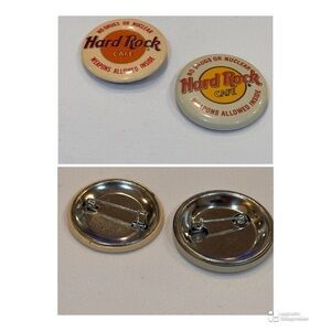 Vintage Hard Rock Cafe funny pin back badge button